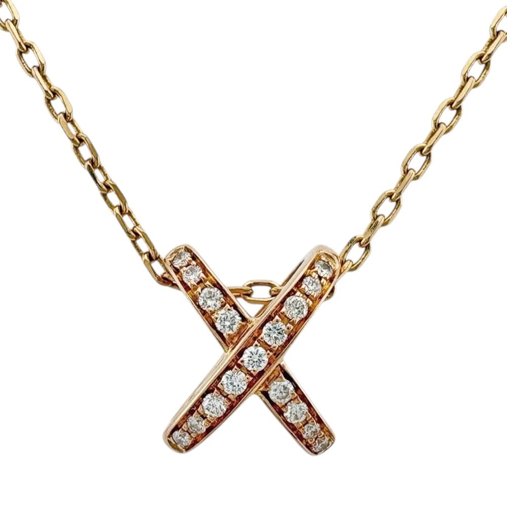 CHAUMET NECKLACE K18 PINK GOLD: Chaumet Necklace K18 Pink Gold Brand: Chaumet Type: Necklace Material: K18 Pink Gold, Main Stone/Creation Natural Color: Pink gold Size: (CM) Total Length:42cm Chain width:1.0mm Top:W9.0mm x H10.5mm(I