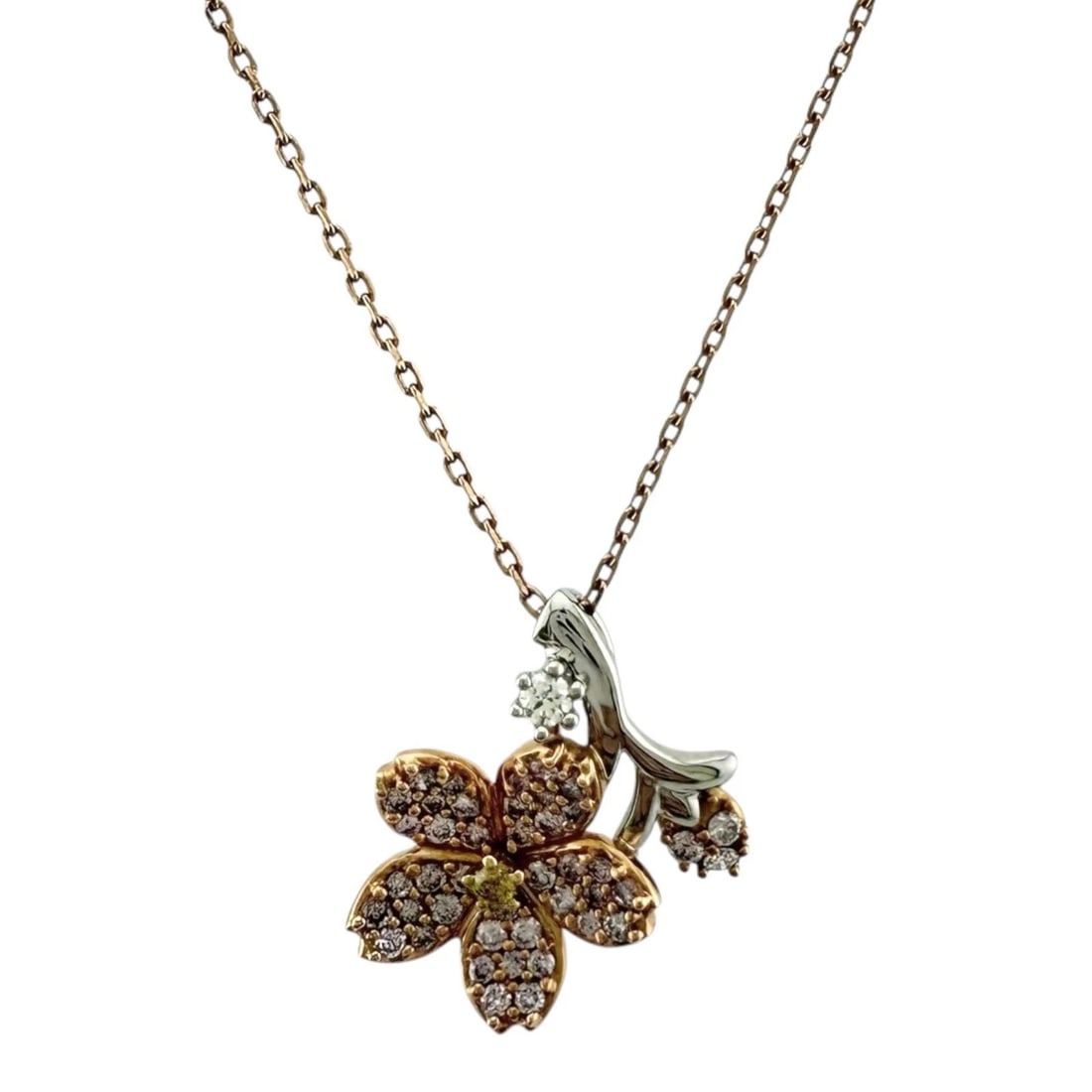 NECKLACE K18 PINK GOLD PT950 DIAMOND: Necklace K18 Pink Gold Pt950 diamond Brand: Unbranded Type: Necklace Material: K18 Pink Gold, Main Stone/Creation Natural Color: gold Size: (CM) Total Length:45cm Chain width:0.8mm Top:W15.0mm x H16.0