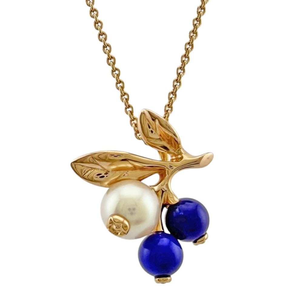 MIKIMOTO NECKLACE K18 PINK GOLD: MIKIMOTO Necklace K18 Pink Gold Brand: MIKIMOTO Type: Necklace Material: K18 Pink Gold, Main Stone/Creation Akoya pearl/lapis lazuli Color: Pink gold Size: (CM) Total Length:43cm Chain width:1.0mm Adj