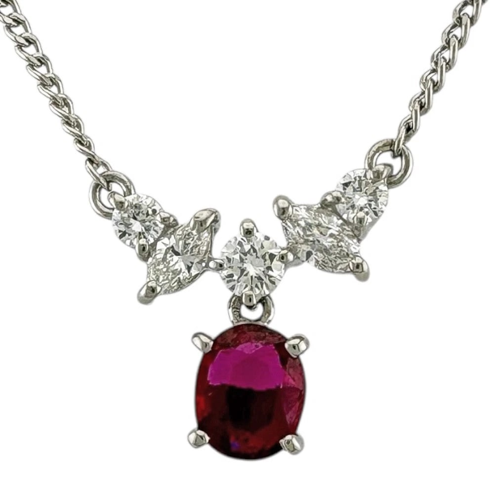 TASAKI NECKLACE PT900PLATINUM PT850PLATINUM RUBY: TASAKI Necklace Pt900Platinum Pt850Platinum Ruby Brand: TASAKI Type: Necklace Material: Pt900Platinum, Main Stone/Creation Ruby Diamond Color: Silver Size: (CM) Total Length:43.5cm The total length is
