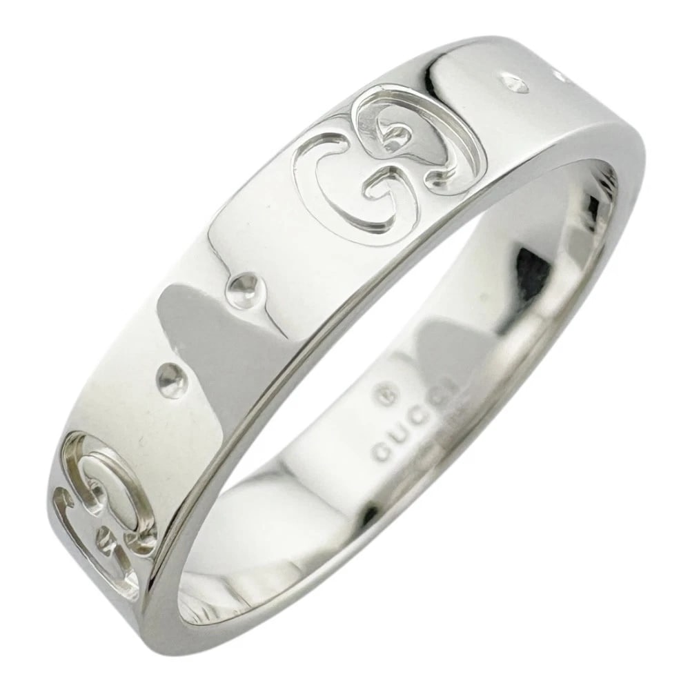 GUCCI RING K18 WHITE GOLD: GUCCI Ring K18 white gold Brand: GUCCI Type: Ring Material: K18 white gold, Color: Silver Size: US 4 3/4 Accessories: None Accessories Notice: When purchasing pre-owned goods, please refer