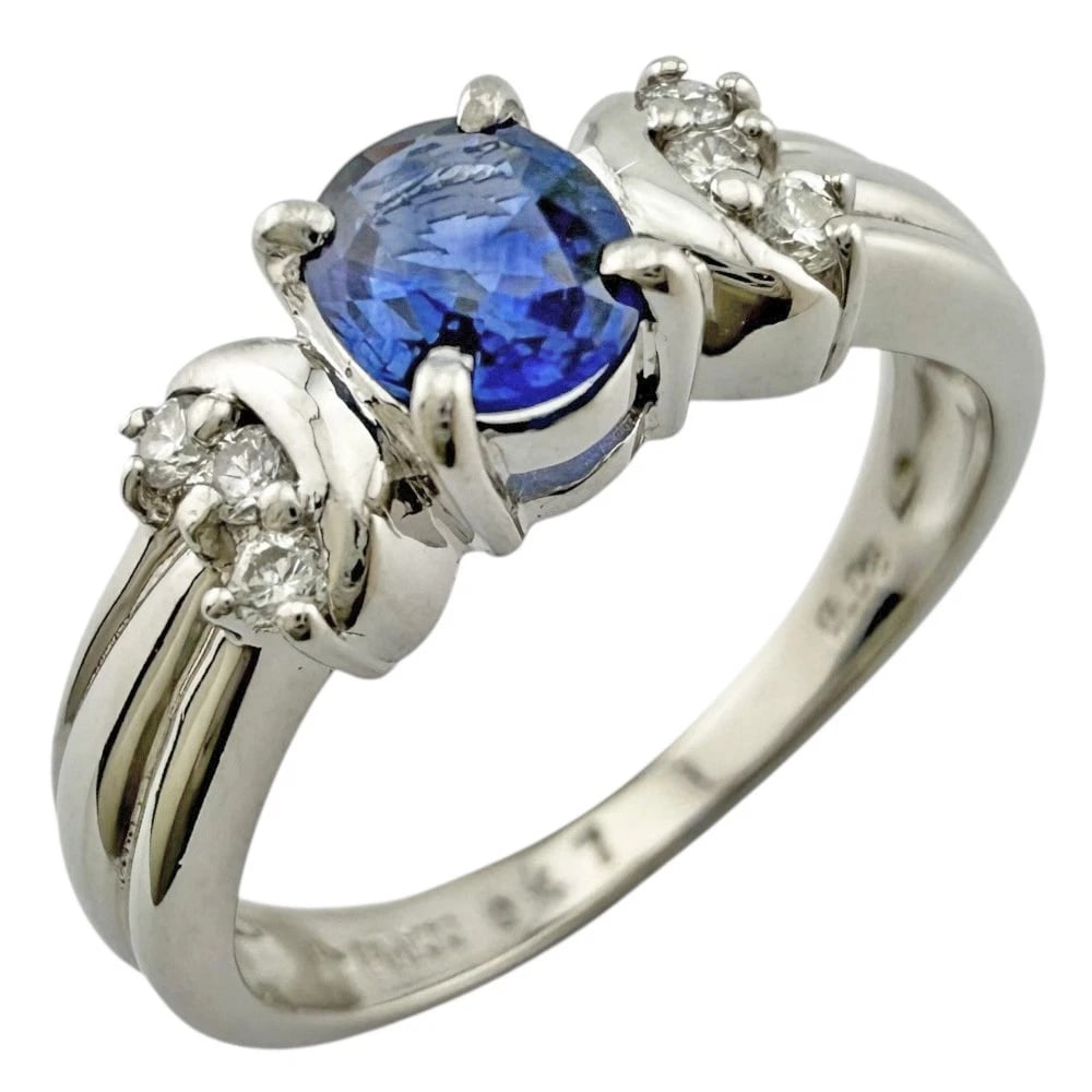 TASAKI RING PT900PLATINUM SAPPHIRE: TASAKI Ring Pt900Platinum sapphire Brand: TASAKI Type: Ring Material: Pt900Platinum, Main Stone/Creation sapphire/diamond Color: Silver Size: US 6 Accessories: None Accessories Notice: When