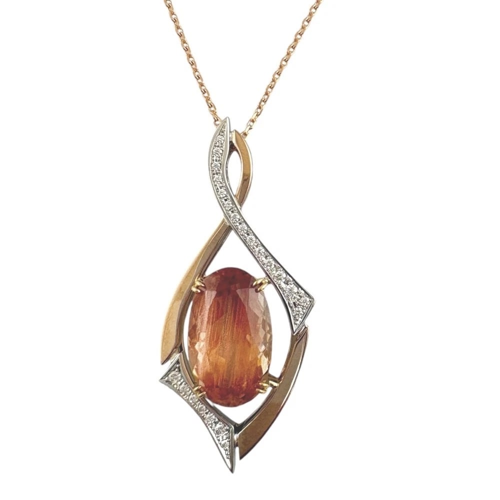 TASAKI NECKLACE K18 SUNSTONE DIAMOND: TASAKI Necklace K18 Sunstone diamond Brand: TASAKI Type: Necklace Material: K18 Pink Gold, Main Stone/Creation Sunstone/diamond Color: gold Size: (CM) Total Length:45cm Chain width:1.0mm Top:W20.5mm x