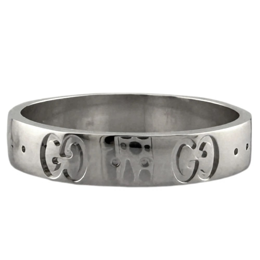 GUCCI RING K18 WHITE GOLD: GUCCI Ring K18 white gold Brand: GUCCI Type: Ring Material: K18 white gold, Color: Silver Size: US 7 1/4 Accessories: None Accessories Notice: When purchasing pre-owned goods, please refer