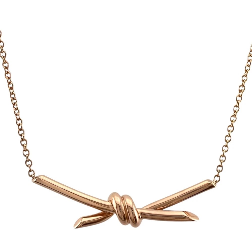 TIFFANY&CO. NECKLACE K18 PINK GOLD: TIFFANY&Co. Necklace K18 Pink Gold Brand: TIFFANY&Co Type: Necklace Material: K18 Pink Gold, Color: Pink gold Size: (CM) Total Length:43cm The total length is including the top Chain width:1.0mm Top:W