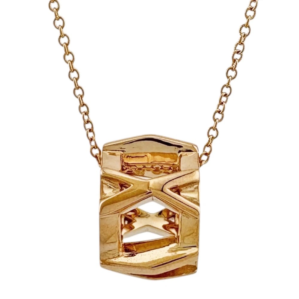 TIFFANY&CO. NECKLACE K18 PINK GOLD: TIFFANY&Co. Necklace K18 Pink Gold Brand: Tiffany&co. Type: Necklace Material: K18 Pink Gold, Color: Pink gold Size: (CM) Total Length:45.5cm Chain width:1.0mm Top:W9.0mm x H12.5mm (Inch) Total Length