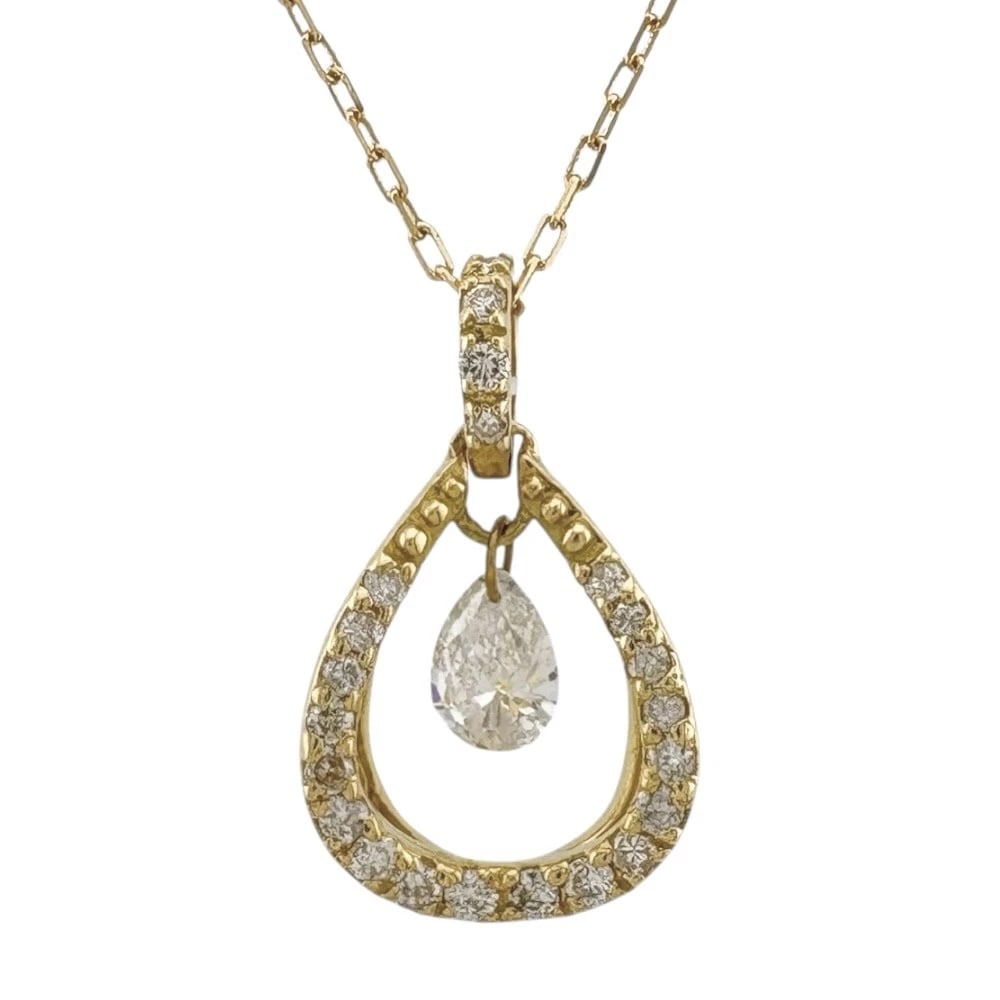 NECKLACE K18 YELLOW GOLD DIAMOND: Necklace K18 yellow gold diamond Brand: Unbranded Type: Necklace Material: K18 yellow gold, Main Stone/Creation Natural Color: gold Size: (CM) Total Length:40cm Chain width:0.7mm Top:W9.5mm x H16.5mm 