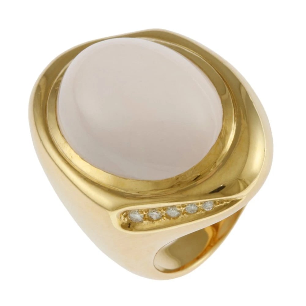 TASAKI RING K18 YELLOW GOLD: TASAKI Ring K18 yellow gold Brand: TASAKI Type: Ring Material: K18 yellow gold, Main Stone/Creation Rose Quartz/diamond Color: gold Size: US 5 3/4 Accessories: None Accessories Notice: Whe