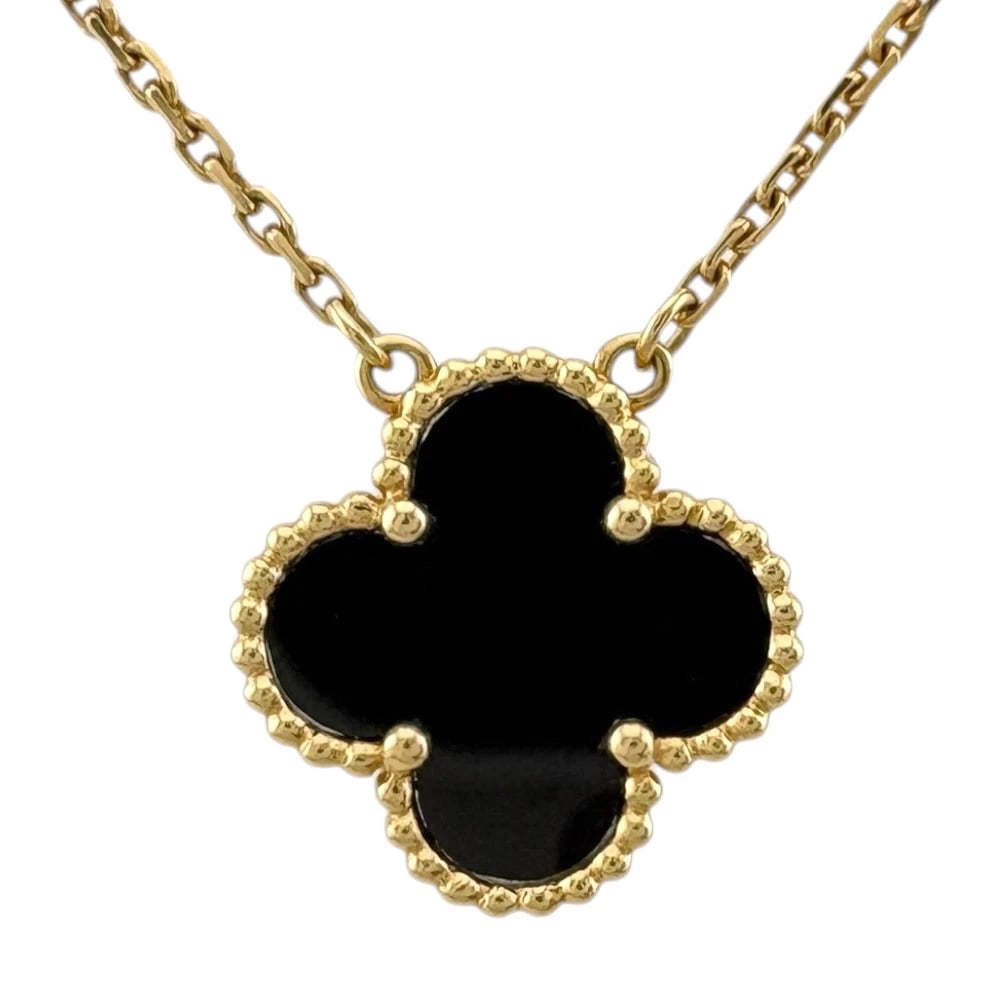 VAN CLEEF & ARPELS NECKLACE K18 YELLOW GOLD: Van Cleef & Arpels Necklace K18 yellow gold Brand: Van Cleef & Arpels Type: Necklace Material: K18 yellow gold, Main Stone/Creation onyx Color: black Size: (CM) Total Length:41cm The total length is i