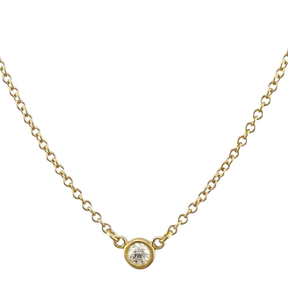TIFFANY&CO. NECKLACE K18 YELLOW GOLD DIAMOND: TIFFANY&Co. Necklace K18 yellow gold diamond Brand: Tiffany&co. Type: Necklace Material: K18 yellow gold, Main Stone/Creation Natural Color: gold Size: (CM) Total Length:40.5cm Chain width:1.0mm Top:W