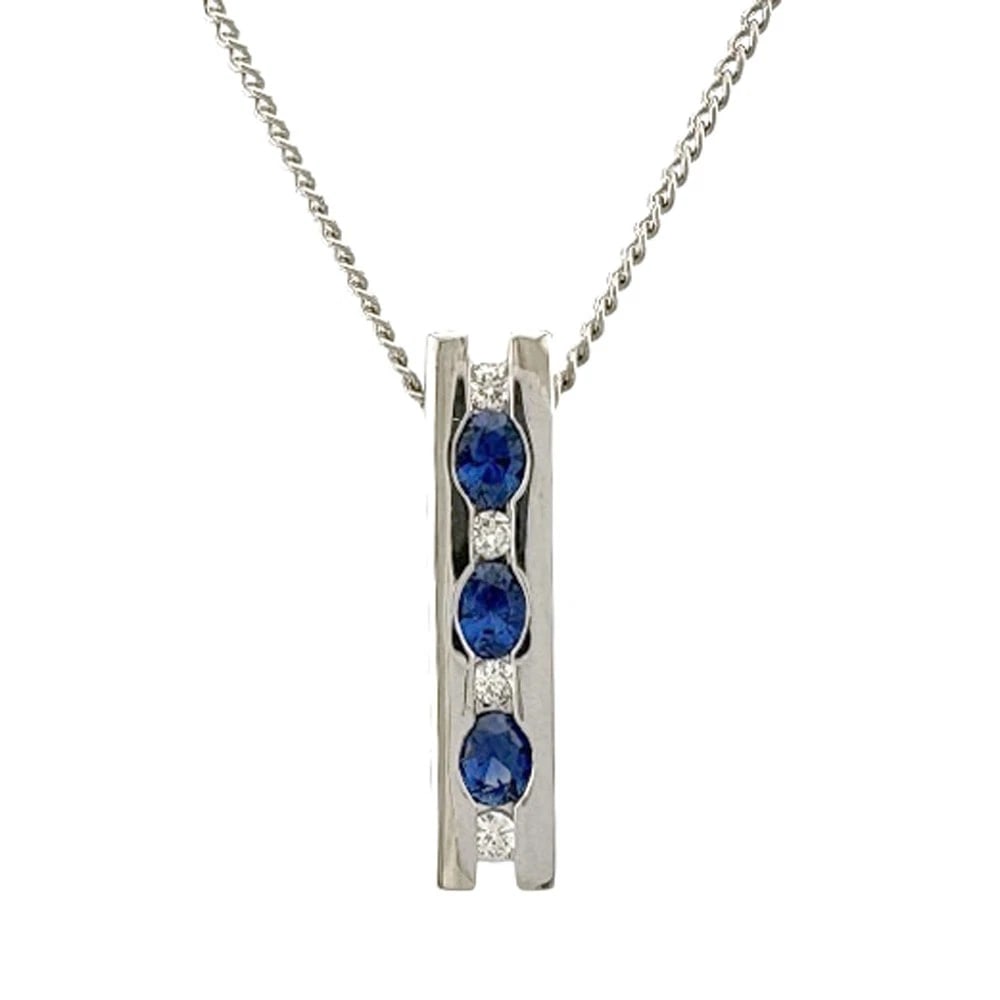 NECKLACE PLATINUM SAPPHIRE: Necklace Platinum Sapphire Brand: Unbranded Type: Necklace Material: Pt900Platinum, Main Stone/Creation Sapphire Diamond Color: Silver Size: (CM) Total Length:42.5cm Chain width:1.0mm AdjUS ter can po