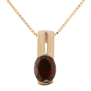 NECKLACE K18 PINK GOLD GARNET: Necklace K18 Pink Gold garnet Brand: no brand Type: One grain Material: 18k Pink Gold, Main Stone/Creation garnet Color: Pink Gold Size: (CM) Total Length:45cm Chain width:0.7mm Top:W6.0mm x H15.0mm (