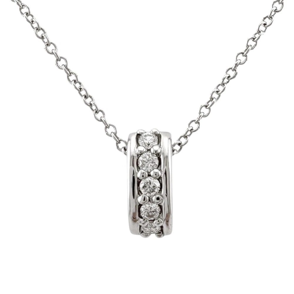 NECKLACE K18 WHITE GOLD DIAMOND: Necklace K18 white gold diamond Brand: Unbranded Type: Necklace Material: K18 white gold, Main Stone/Creation Natural Color: Silver Size: (CM) Total Length:40cm Chain width:1.0mm Top:W3.5mm x H9.0mm (