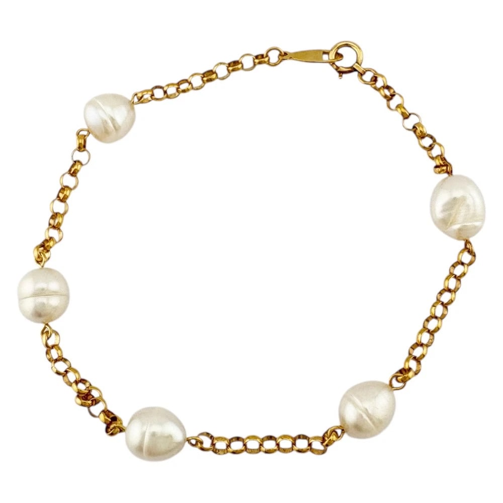 BRACELET K18 YELLOW GOLD: Bracelet K18 yellow gold Brand: Unbranded Type: Bracelet Material: K18 yellow gold, Main Stone/Creation Pearl Color: gold Size: (CM) Total Length:18.5cm High limit:6.0mm Chain width:2.5mm (Inch) Total