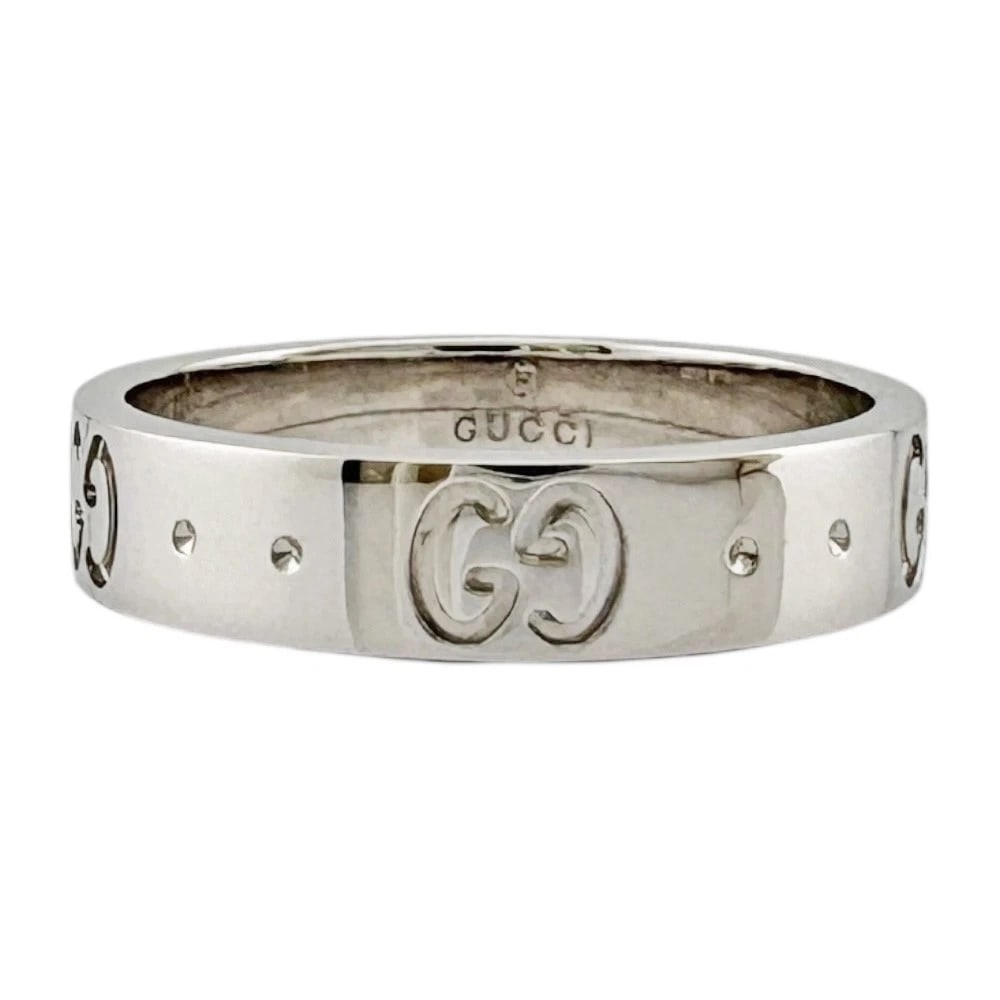 GUCCI RING K18 WHITE GOLD: GUCCI Ring K18 white gold Brand: GUCCI Type: Ring Material: K18 white gold, Color: Silver Size: US 5 1/8 Accessories: None Accessories Notice: When purchasing pre-owned goods, please refer to the
