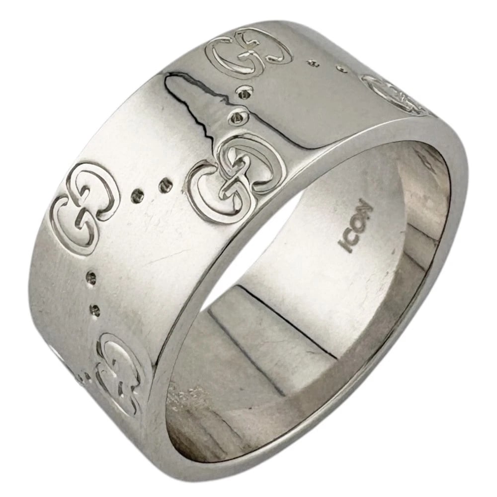 GUCCI RING K18 WHITE GOLD: GUCCI Ring K18 white gold Brand: GUCCI Type: Ring Material: K18 white gold, Color: Silver Size: US 7 3/4 Accessories: None Accessories Notice: When purchasing pre-owned goods, please refer