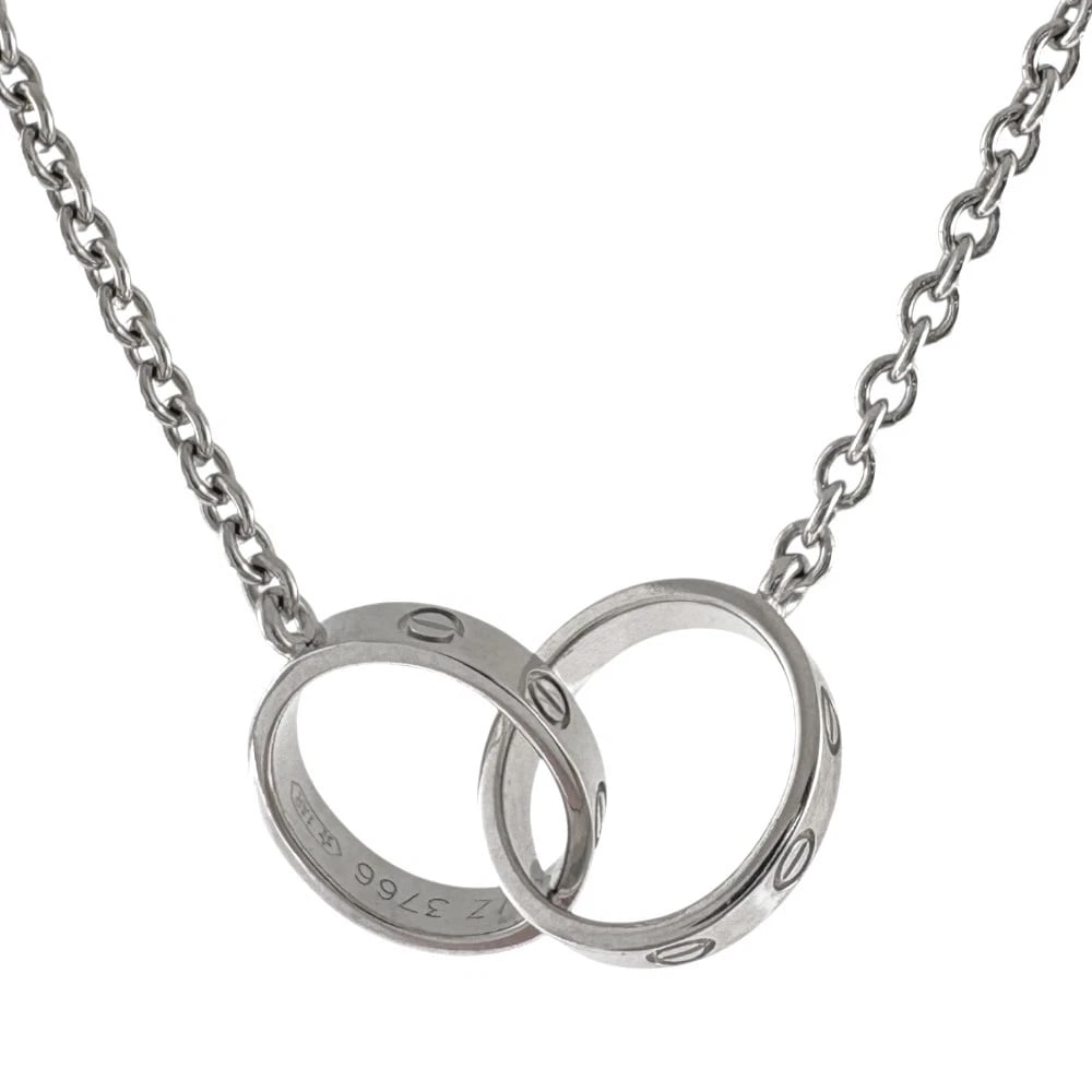 CARTIER NECKLACE K18 WHITE GOLD: CARTIER Necklace K18 white gold Brand: CARTIER Type: Necklace Material: K18 white gold, Color: Silver Size: (CM) 10.0mm x 6.5mm(*mm) (Inch) 0.4 x 0.3inch(CM) Total Length:44cm Chain width:1.5mm