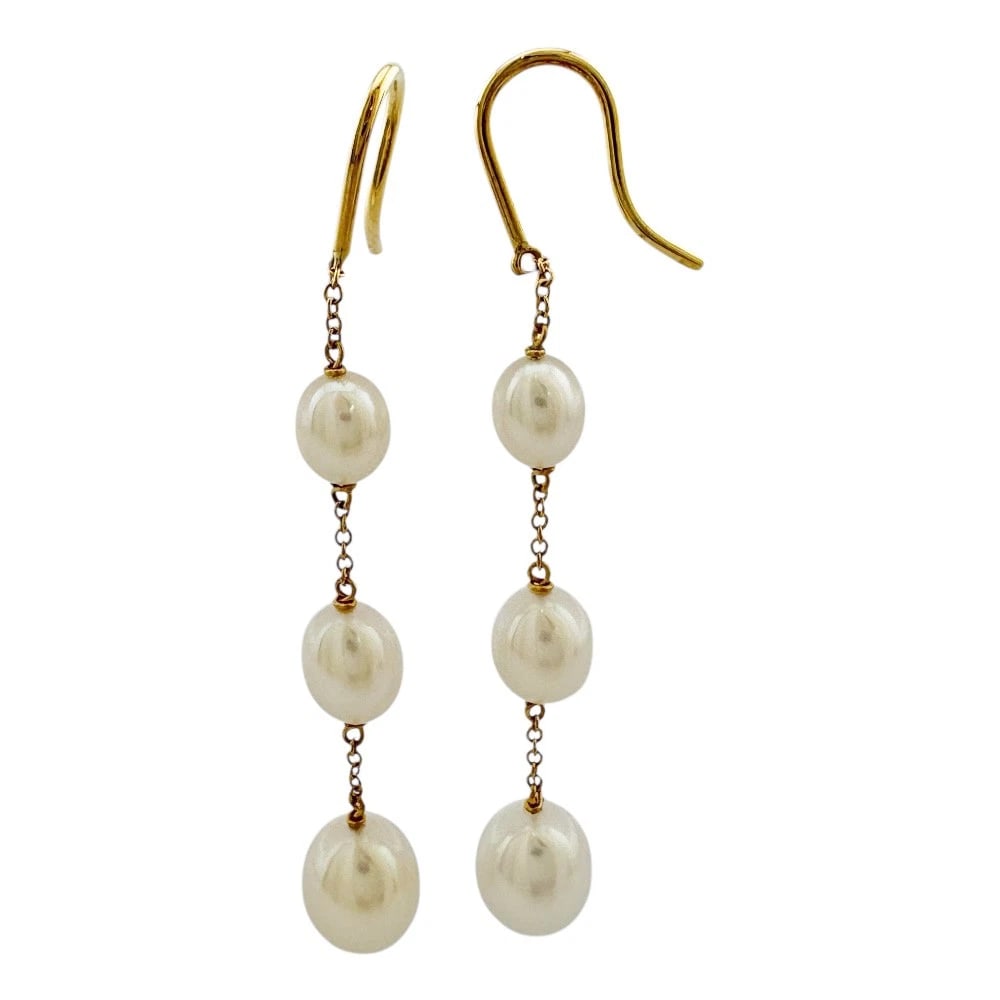 TIFFANY&CO. EARRING K18 YELLOW GOLD PEARL: TIFFANY&Co. earring K18 yellow gold Pearl Brand: Tiffany&co. Type: earring Material: K18 yellow gold, Main Stone/Creation Pearl Color: gold Size: (CM) 54.5mm x 7.5mm(*mm) (Inch) 2.1 x 0.3inch Acce