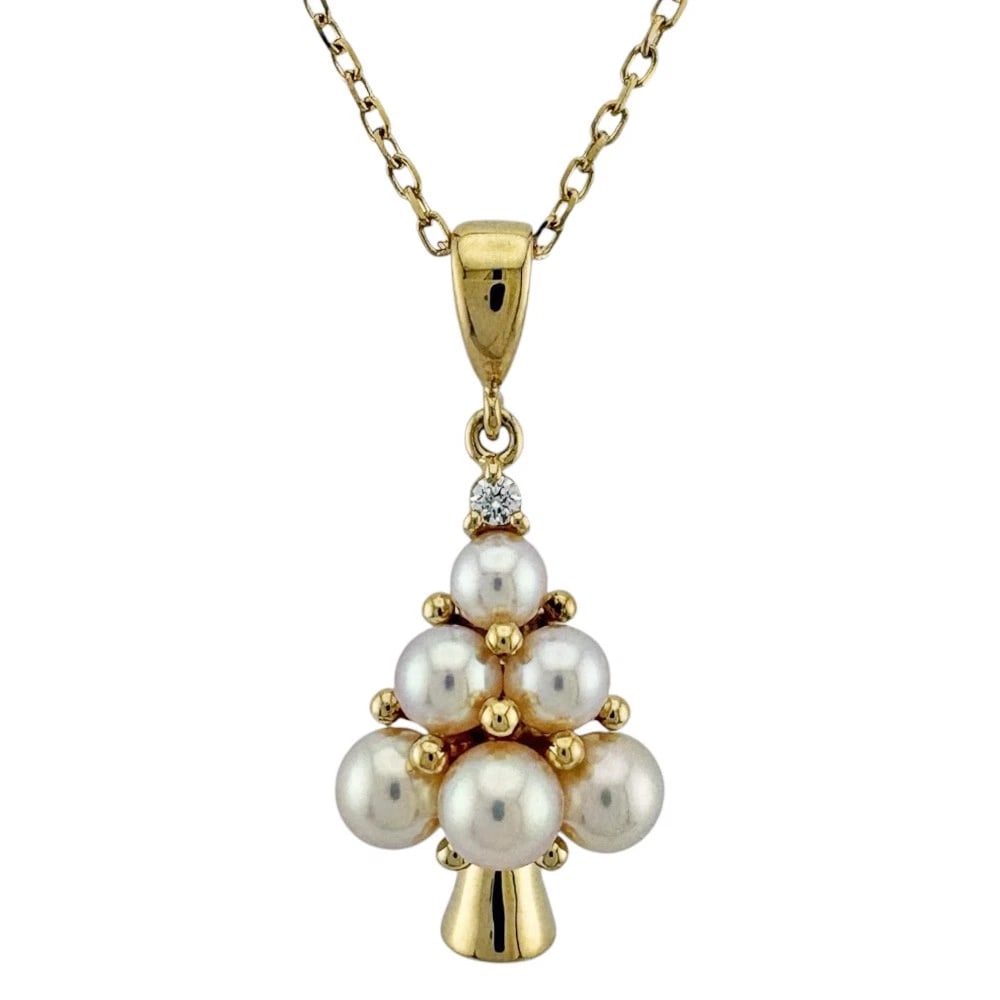 MIKIMOTO NECKLACE K18 YELLOW GOLD: MIKIMOTO Necklace K18 yellow gold Brand: MIKIMOTO Type: Necklace Material: K18 yellow gold, Main Stone/Creation Pearl/diamond Color: gold Size: (CM) Total Length:40cm Chain width:1.0mm Top:W12.0mm x H