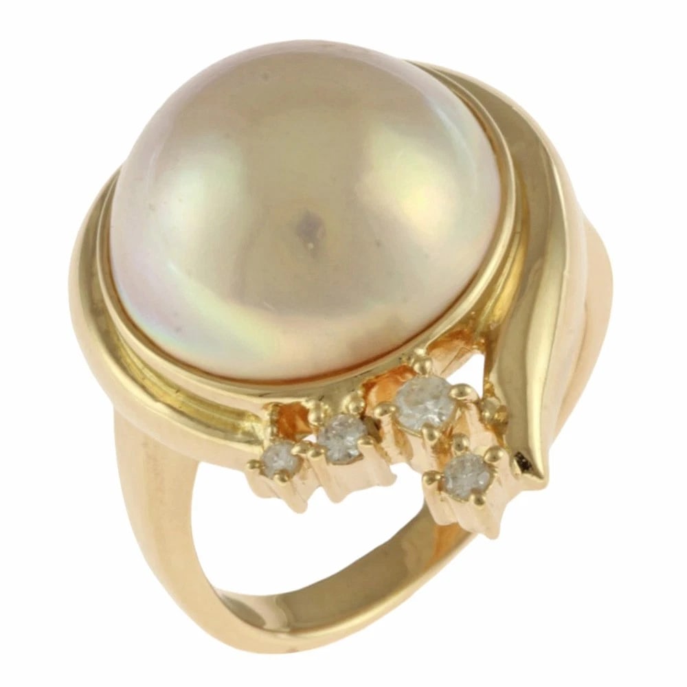 TASAKI RING K18 YELLOW GOLD MABE PEARL: TASAKI Ring K18 yellow gold Mabe Pearl Brand: TASAKI Type: Ring Material: K18 yellow gold, Main Stone/Creation Mabe Pearl/diamond Color: gold Size: US 5 Accessories: None Accessories Notic
