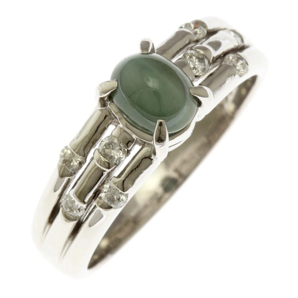 RING PLATINUM: Ring Platinum Brand: Unbranded Type: Ring Material: Pt900Platinum, Main Stone/Creation Cats eye/diamond Color: Silver Size: US 6 Accessories: None Accessories Notice: When purchasing pre-o