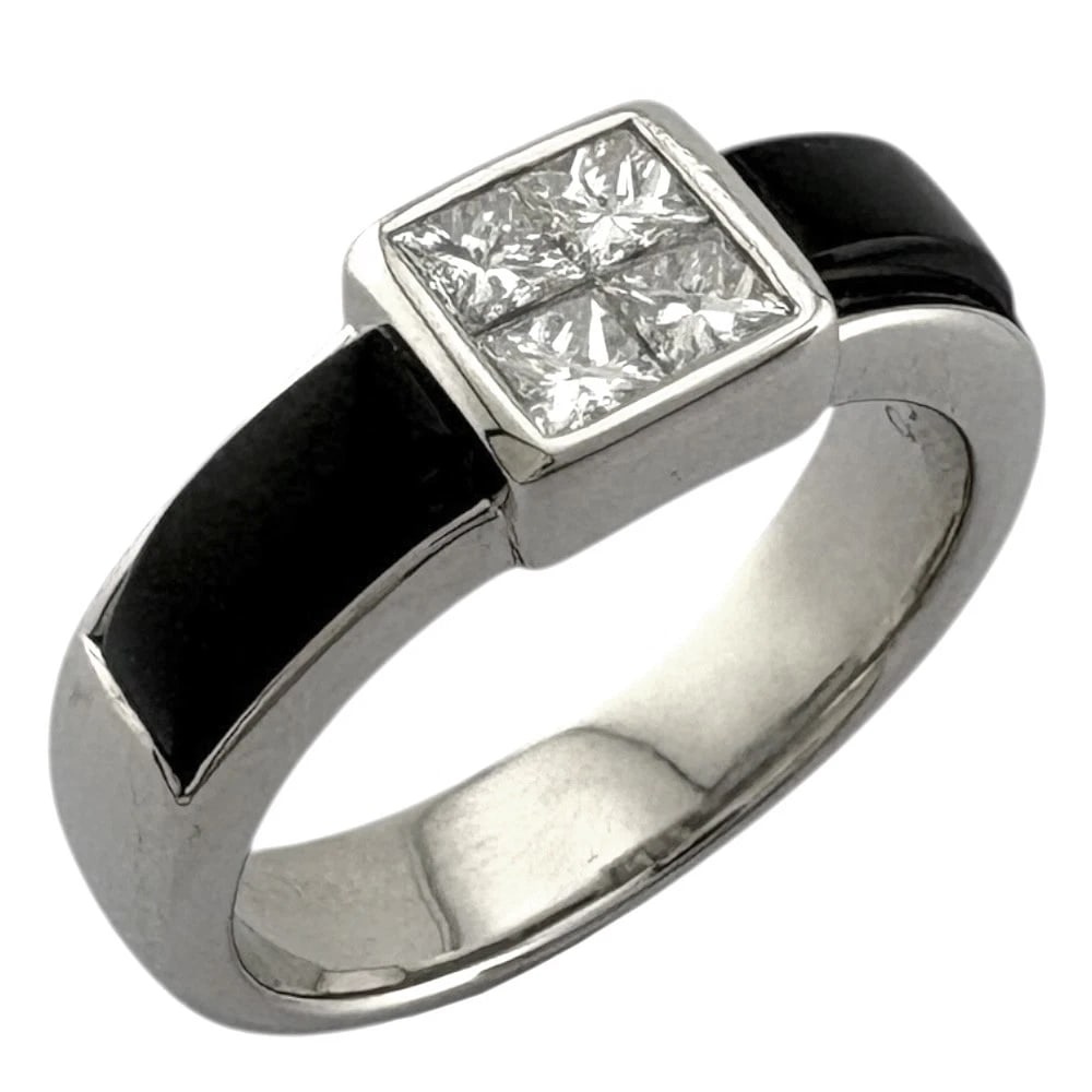 TASAKI RING PT900PLATINUM ONYX DIAMOND: TASAKI Ring Pt900Platinum onyx diamond Brand: TASAKI Type: Ring Material: Pt900Platinum, Main Stone/Creation onyx/diamond Color: black Size: US 5 1/2 Accessories: None Accessories Notice: When