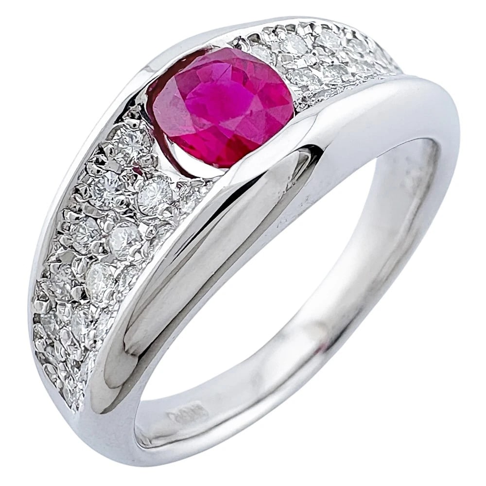 RING PLATINUM RUBY DIAMOND: Ring Platinum Ruby diamond Brand: Unbranded Type: Ring Material: Pt900Platinum, Main Stone/Creation Ruby Diamond Color: Silver Size: US 5 3/4 Accessories: None Accessories Notice: When pur