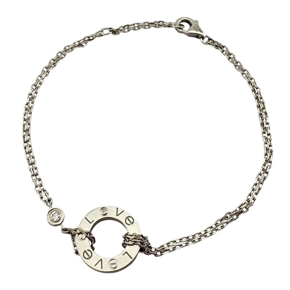 CARTIER BRACELET K18 WHITE GOLD DIAMOND: CARTIER Bracelet K18 white gold diamond Brand: CARTIER Type: Bracelet Material: K18 white gold, Main Stone/Creation Natural Color: Silver Size: (CM) Total Length:45cm Chain width:0.8mm Top:W12.0mm x H