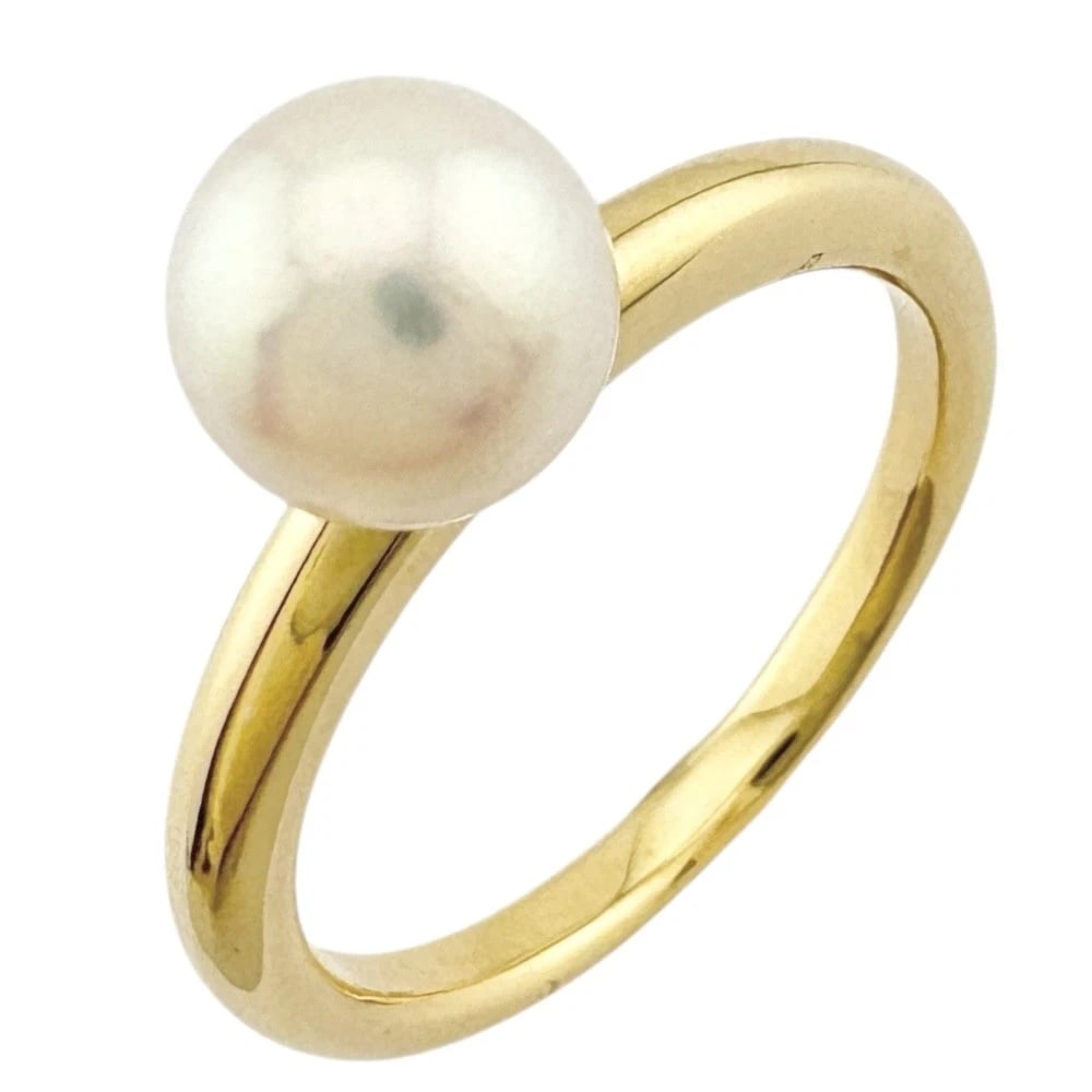 MIKIMOTO RING K18 YELLOW GOLD: MIKIMOTO Ring K18 yellow gold Brand: MIKIMOTO Type: Ring Material: K18 yellow gold, Main Stone/Creation Akoya pearl Color: gold Size: US 5 3/8 Accessories: None Accessories Notice: When pu