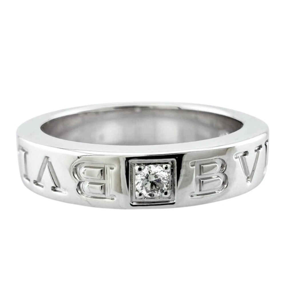 BVLGARI RING K18 WHITE GOLD: BVLGARI Ring K18 white gold Brand: BVLGARI Type: Ring Material: K18 white gold, Main Stone/Creation Natural Color: Silver Size: US 4 1/4 Accessories: None Accessories Notice: When purchasing