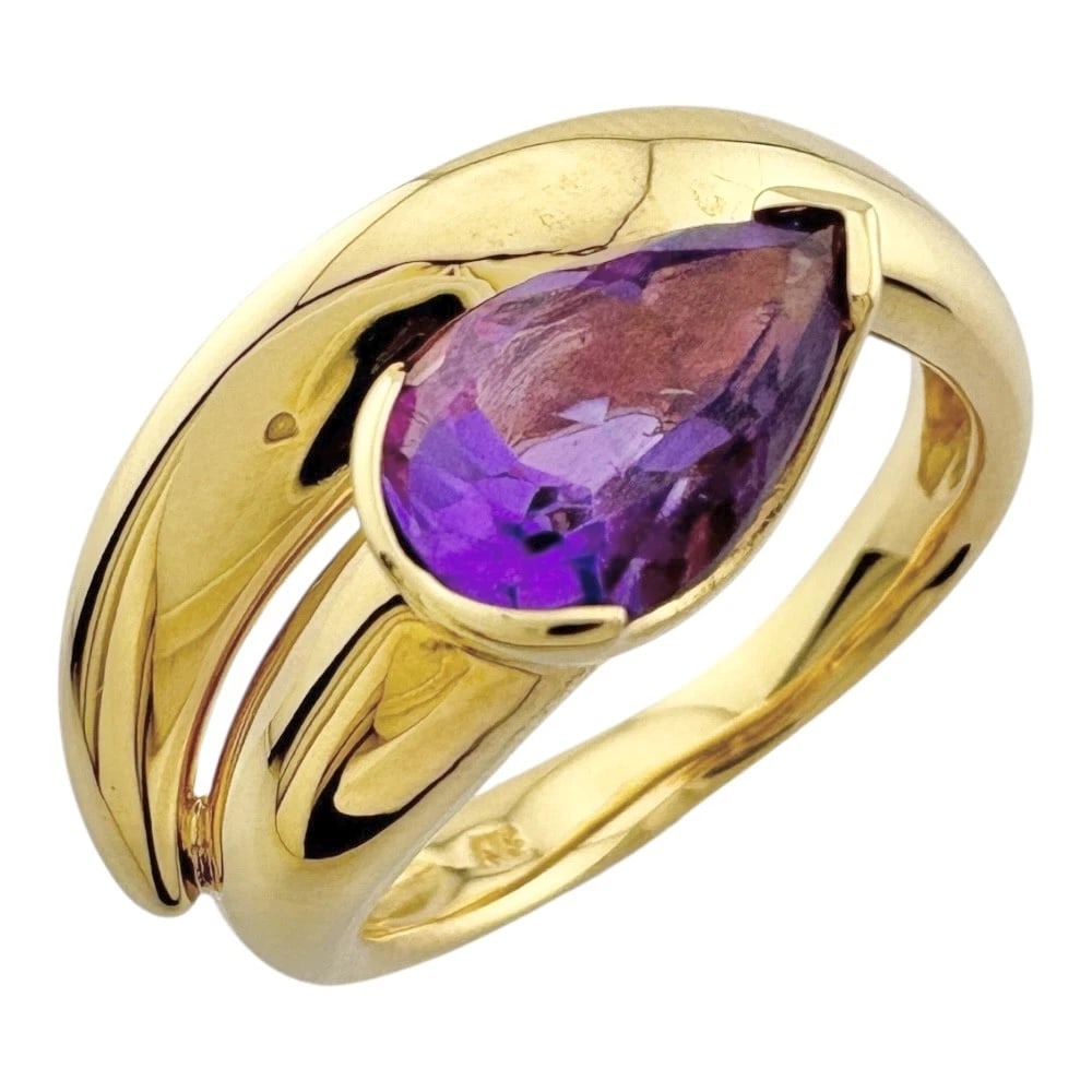 RING K18 YELLOW GOLD: Ring K18 yellow gold Brand: no brand Type: Ring Material: 18k Yellow Gold, Main Stone/Creation amethyst Color: gold / Size: US 5 3/4 Accessories: None Accessories Notice: When purchasing pre-owned