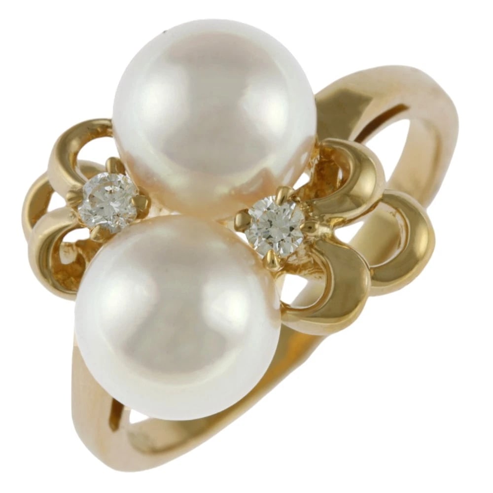 TASAKI RING K18 YELLOW GOLD: TASAKI Ring K18 yellow gold Brand: TASAKI Type: Ring Material: K18 yellow gold, Main Stone/Creation Akoya pearl diamond Color: gold Size: US 5 1/2 Accessories: None Accessories Notice: Whe