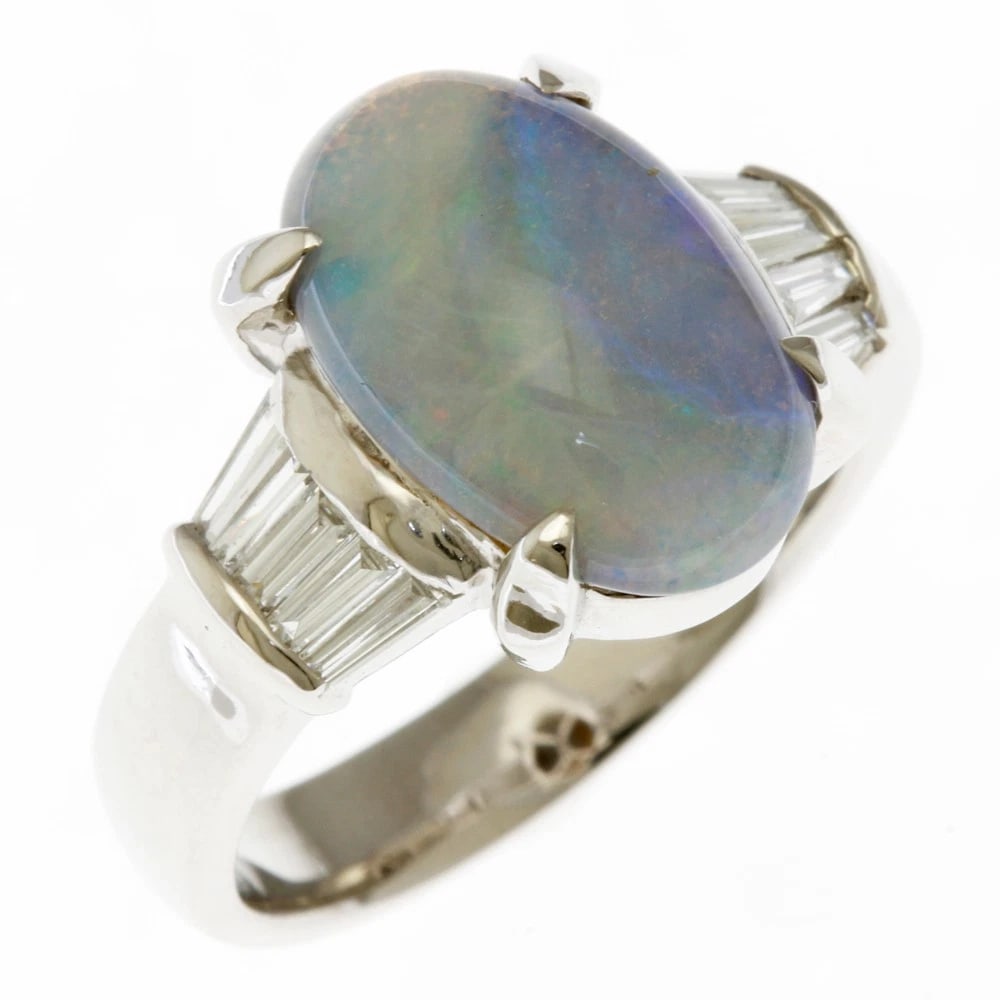 RING PT900PLATINUM: Ring Pt900Platinum Brand: Unbranded Type: Ring Material: Pt900Platinum, Main Stone/Creation opal/diamond Color: Silver Size: US 7 Accessories: None Accessories Notice: When purchasing pre-owned