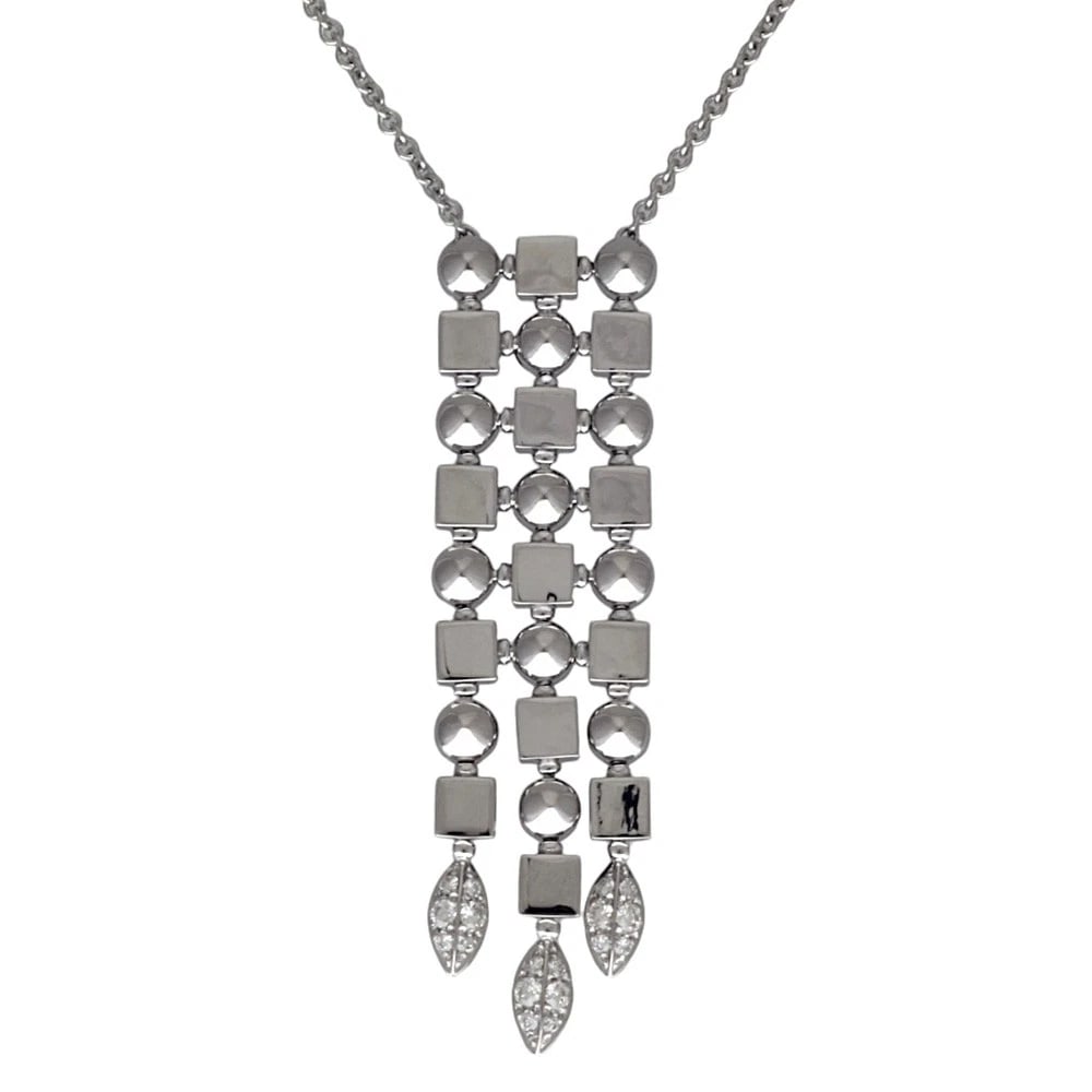 BVLGARI NECKLACE K18 WHITE GOLD: BVLGARI Necklace K18 white gold Brand: BVLGARI Type: Necklace Material: K18 white gold, Color: Silver Size: (CM) Total Length:44cm Chain width:1.5mm Top:W15.5mm x H61.0mm(Inch) Total Length:17.3inch