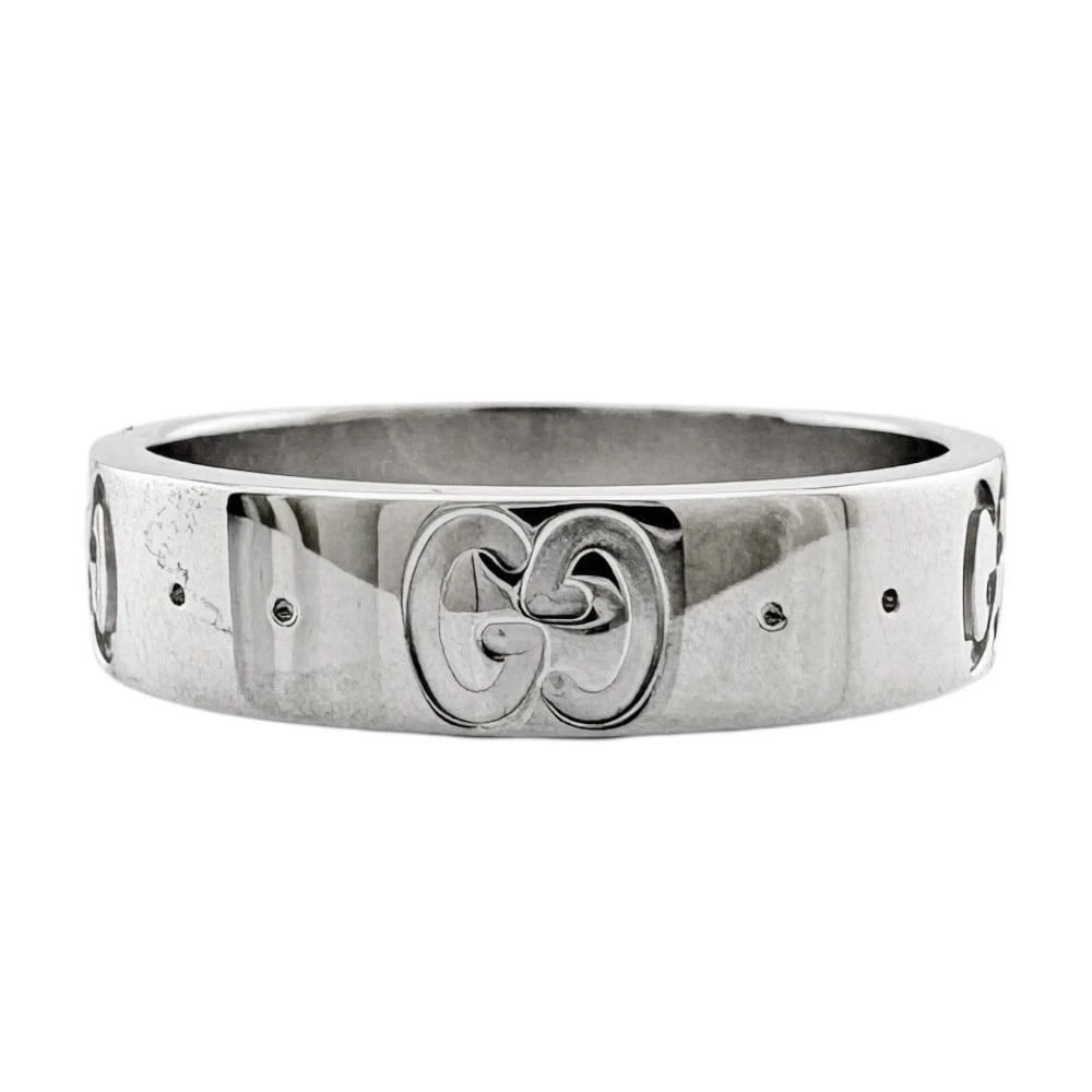 GUCCI RING K18 WHITE GOLD: GUCCI Ring K18 white gold Brand: GUCCI Type: Ring Material: K18 white gold, Color: Silver Size: US 3 3/4 Accessories: None Accessories Notice: When purchasing pre-owned goods, please refer