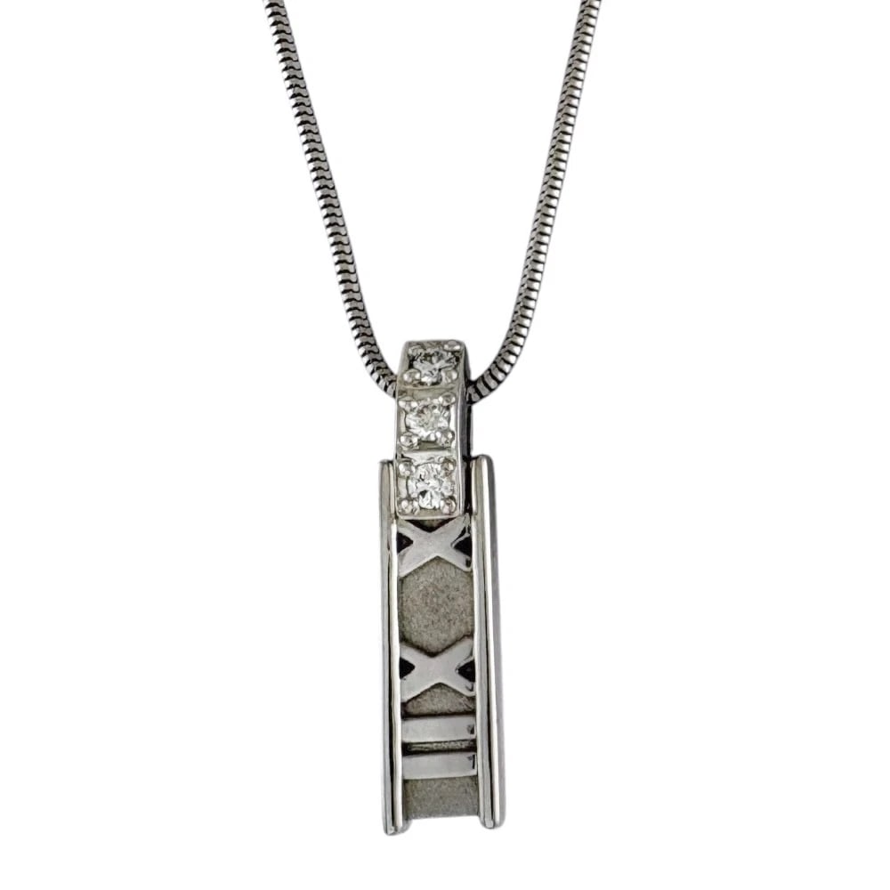 TIFFANY&CO. NECKLACE K18 WHITE GOLD: TIFFANY&Co. Necklace K18 white gold Brand: Tiffany&co. Type: Necklace Material: K18 white gold, Main Stone/Creation Natural Color: Silver Size: (CM) Total Length:41cm Chain width:1.0mm Top:W5.5mm x