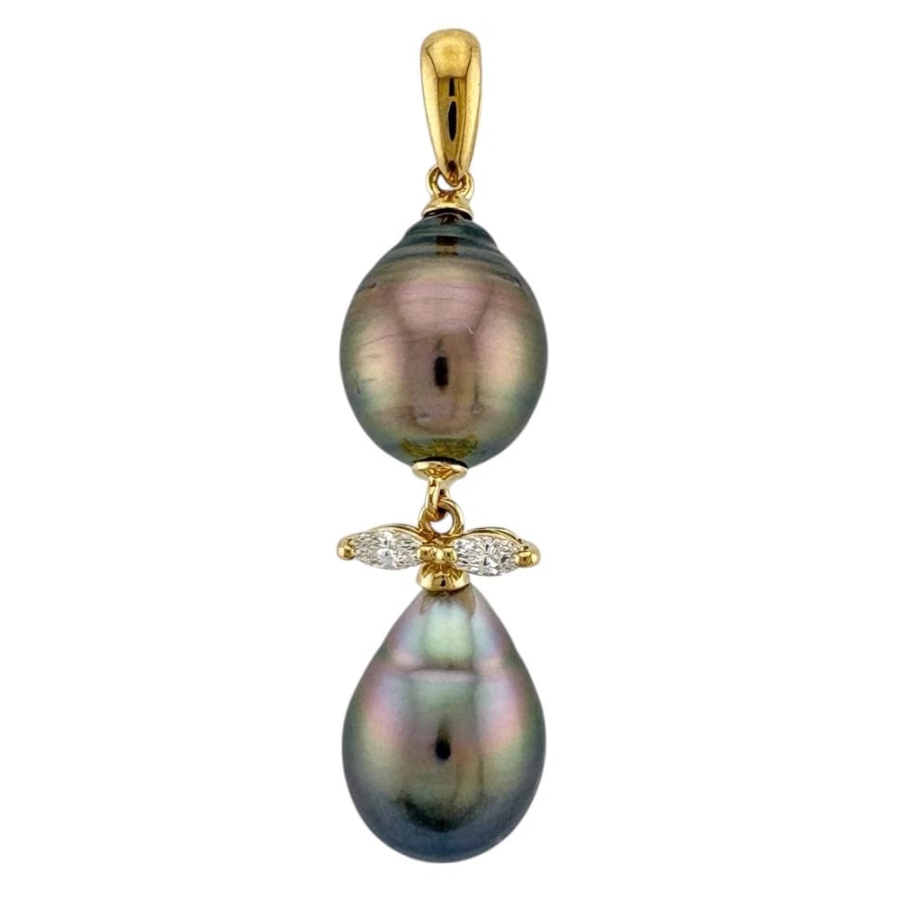 TASAKI PENDANT TOP K18 YELLOW GOLD: TASAKI Pendant top K18 yellow gold Brand: TASAKI Type: Pendant top Material: K18 yellow gold, Main Stone/Creation diamond/Black butterfly pearl Color: gold Size: (CM) Top:W10.0mm x H43.0mm