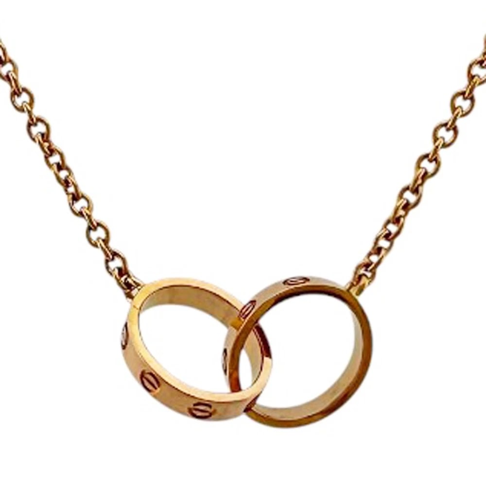 CARTIER NECKLACE K18 PINK GOLD USED: CARTIER Necklace K18 Pink Gold used Brand: CARTIER Type: Necklace Material: K18 Pink Gold, Color: gold / Pink gold Size: (CM) Total Length:44cm :1.5mm Top:W23.5mm x H9.5mm (Inch) Total Length:17.3inch