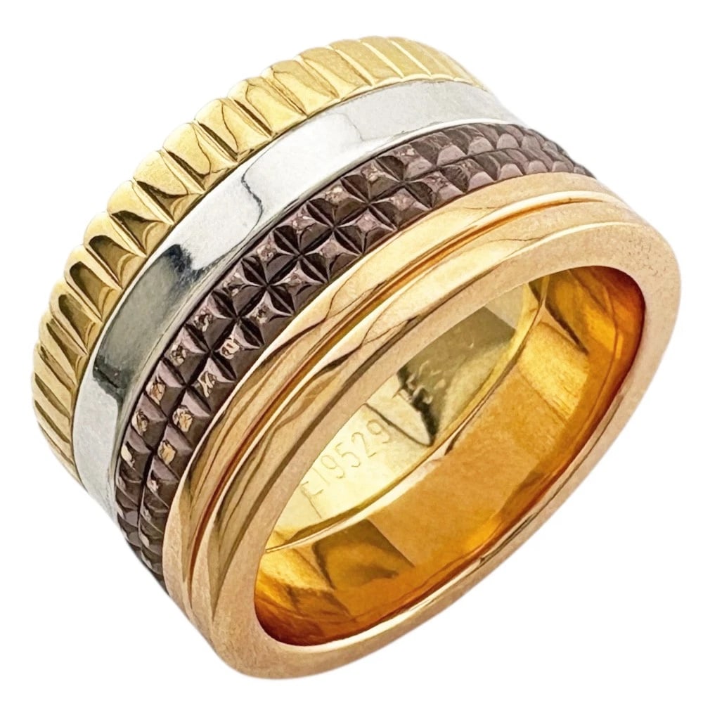 BOUCHERON RING K18 PINK GOLD K18 YELLOW GOLD: Boucheron Ring K18 Pink Gold K18 yellow gold Brand: Boucheron Type: Ring Material: K18 Pink Gold, Color: Silver / Brown Size: US 6 3/8 Accessories: None Accessories Notice: When purchasing