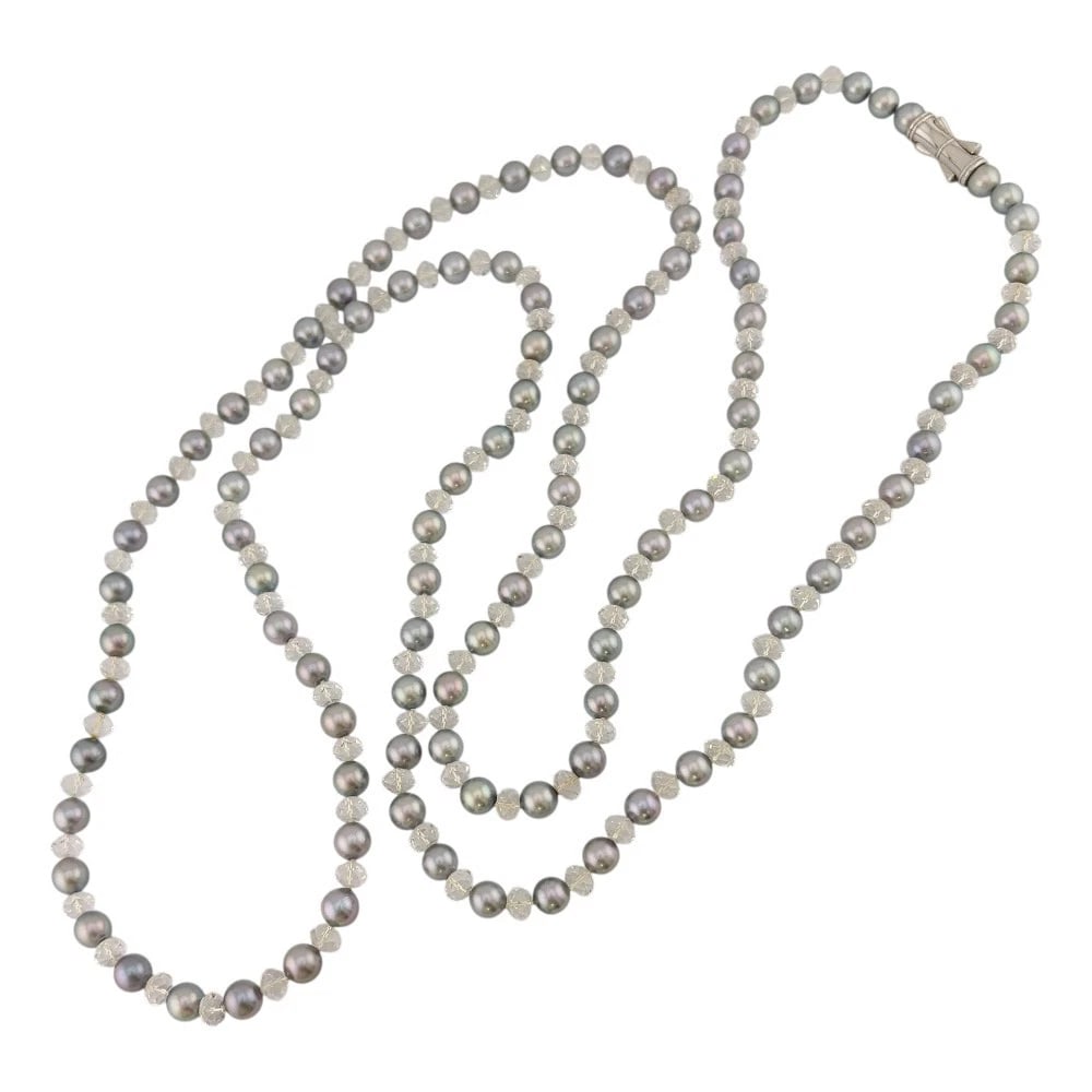 TASAKI NECKLACE SILVER PEARL CRYSTAL (1 of 2)