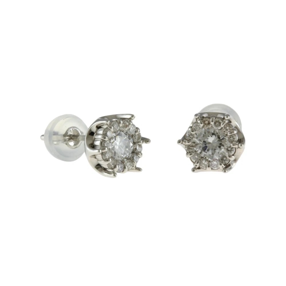 NEW EARRING PLATINUM: new earring Platinum Brand: Unbranded Type: earring Material: Pt900Platinum, Main Stone/Creation Natural Color: Silver Size: (CM) 7.5mm x 6.5mm(*mm) (Inch) 0.3 x 0.3inch Post length: 9.5mm Accesso