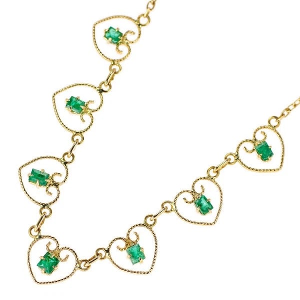K18YG EMERALD NECKLACE: K18YG emerald necklace Brand: None Type: necklaces Material: K18YG, Main Stone/Creation emerald Color: yellow gold Size: Necklace: Chain Length 40.5 Accessories: None Accessories Notice: When
