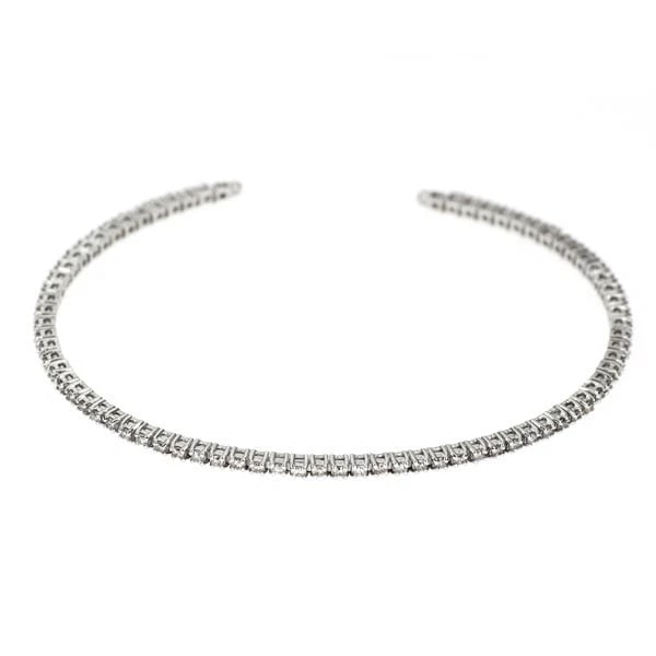 K18WG DIAMOND BANGLE: K18WG diamond bangle Brand: None Type: bangles Material: K18WG, Main Stone/Creation Natural Color: White Gold Size: Length/Width/Diameter (CM)1.9 Accessories: None Accessories Notice: When purchasing
