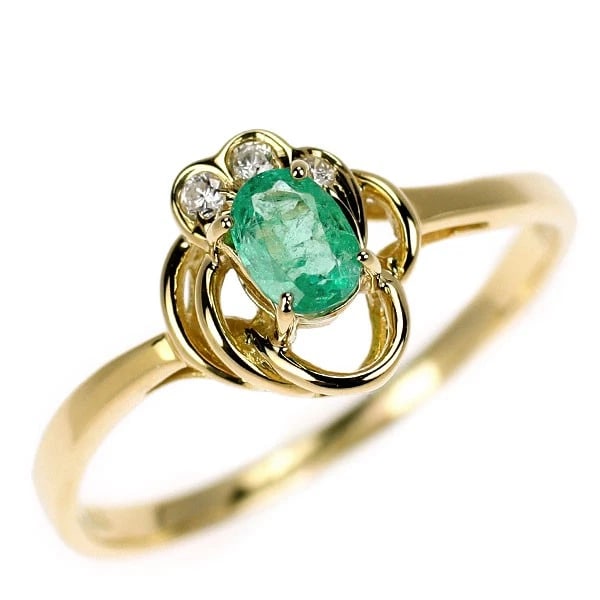 K18YG EMERALD DIAMOND RING: K18YG EMERALD DIAMOND RING Brand: None Type: rings Material: K18YG, Main Stone/Creation emeraldSide Stonediamonds Color: Yellow Gold Size: 6.25 - 6.5US Accessories: None Accessories Notice