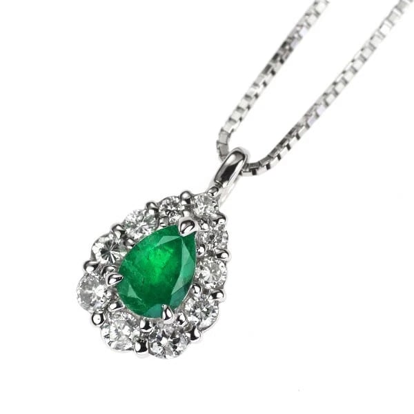 PT900/ PT850 EMERALD DIAMOND PENDANT NECKLACE: Pt900/ Pt850 Emerald Diamond Pendant Necklace Brand: None Type: pendant necklace Material: Pt900/ Pt850, Main Stone/Creation Emerald Side Stonediamonds Color: Silver Size: Necklace: Chain Length
