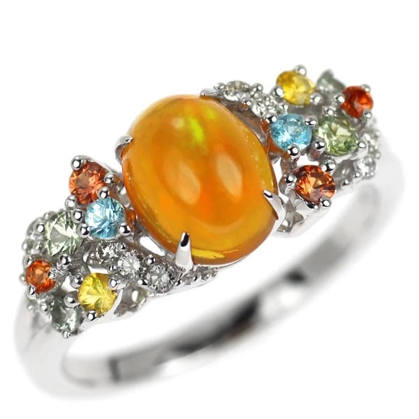 K18WG OPAL SAPPHIRE TOURMALINE DIAMOND RING: K18WG Opal Sapphire Tourmaline Diamond Ring Brand: None Type: rings Material: K18WG, Main Stone/Creation OpalSide StoneSapphire Paraiba Tourmaline Diamonds Color: White Gold Size: US 7.25 Accessor