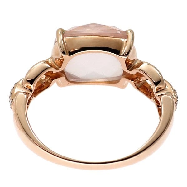 K18PG ROSE QUARTZ DIAMOND RING - 2