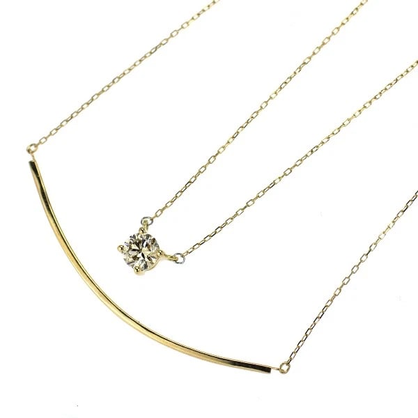 K18YG DIAMOND PENDANT NECKLACE: K18YG DIAMOND PENDANT NECKLACE Brand: None Type: pendant necklace Material: K18YG, Main Stone/Creation Natural Color: Yellow Gold Size: Necklace: Chain Length ?43.5cm Accessories: None Accessories