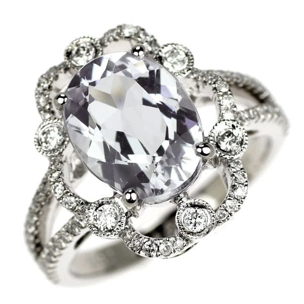 K18WG BLUE BERYL DIAMOND RING: K18WG Blue Beryl Diamond Ring Brand: None Type: rings Material: K18WG, Main Stone/Creation Side Stonediamonds Color: White Gold Size: 5.5 - 5.75US Accessories: None Accessories Notice: Whe