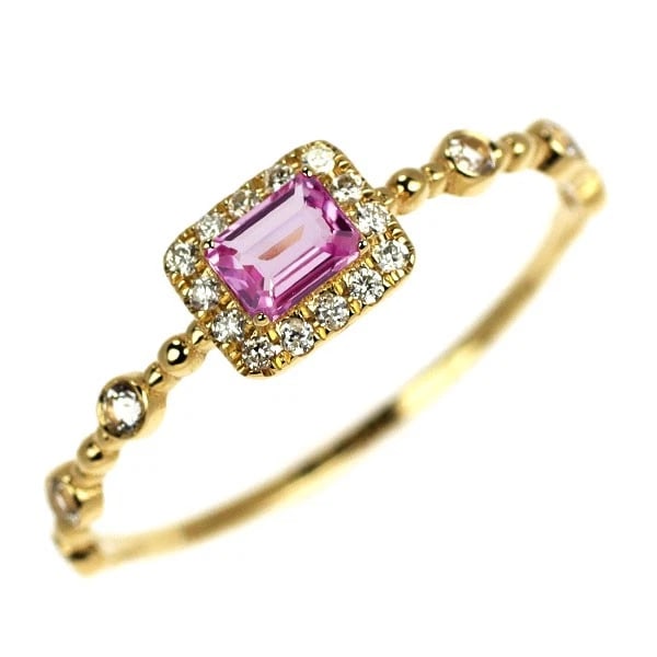 K18YG PINK/ WHITE SAPPHIRE DIAMOND RING: K18YG Pink/ White Sapphire Diamond Ring Brand: None Type: rings Material: K18YG, Main Stone/Creation sapphires Side Stonediamonds Color: Yellow Gold Size: 6.75 - 7US Accessories: None Accessories
